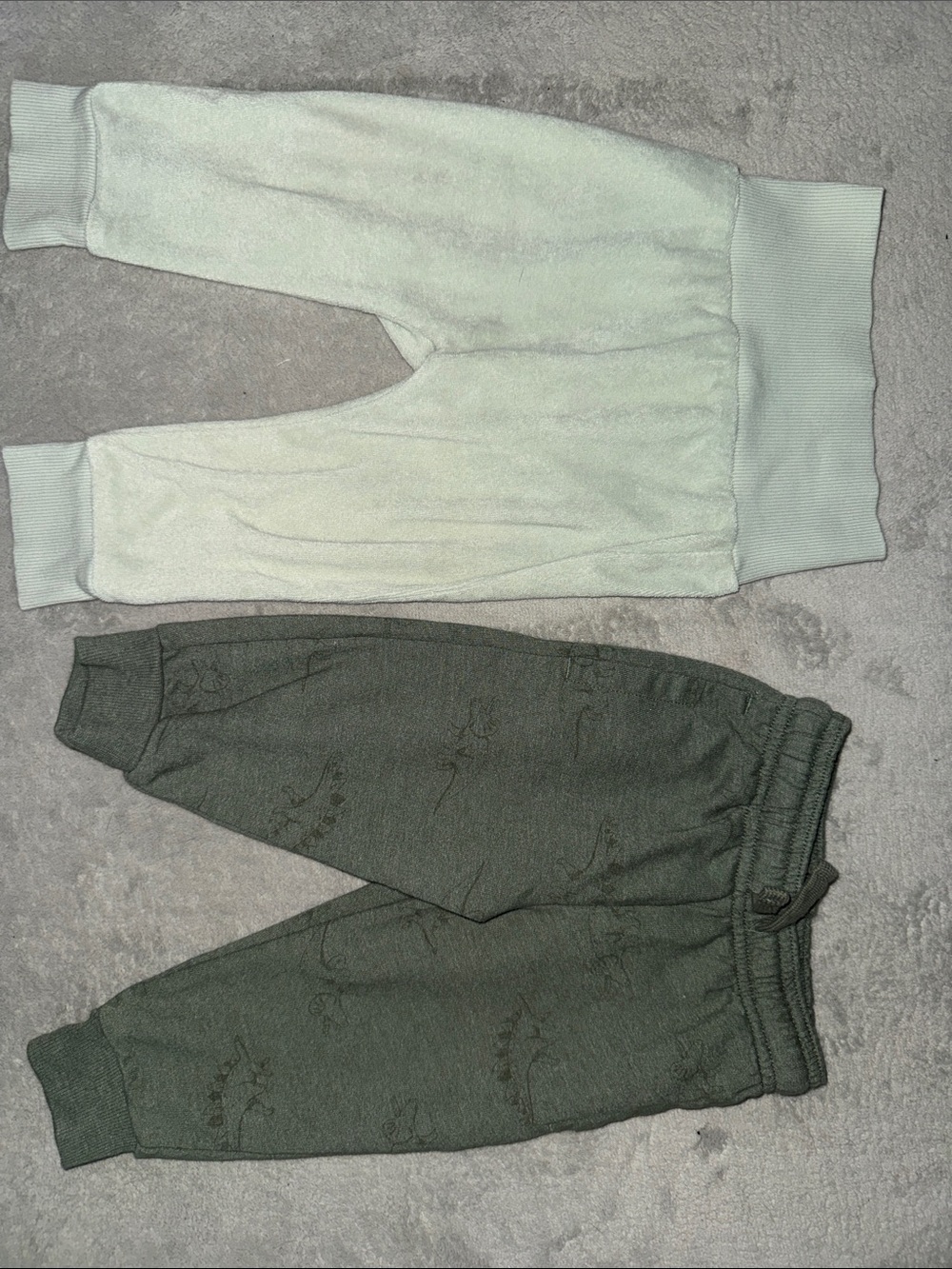 Kids Cozy Jogger Bottoms - White and Olive Green set of 2